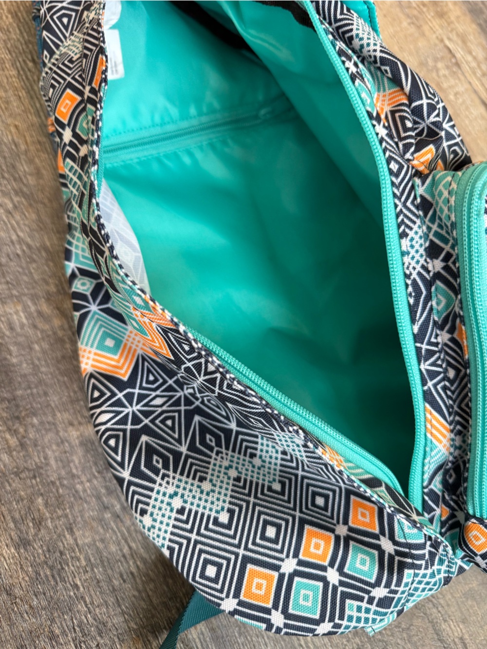 Kavu Teal & Orange Geometric Sling Backpack - Picture 3 of 7